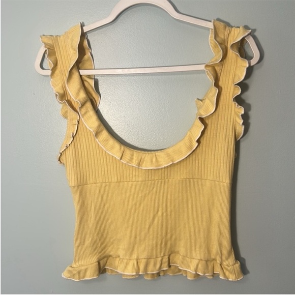 Kimchi Blue Medium Top Darya Bow Ruffle Tank Top ribbed in yellow - Picture 4 of 9